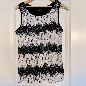 (3 for $30!) BRAND NEW! LOFT (S) black and white sleeveless top with sequins
